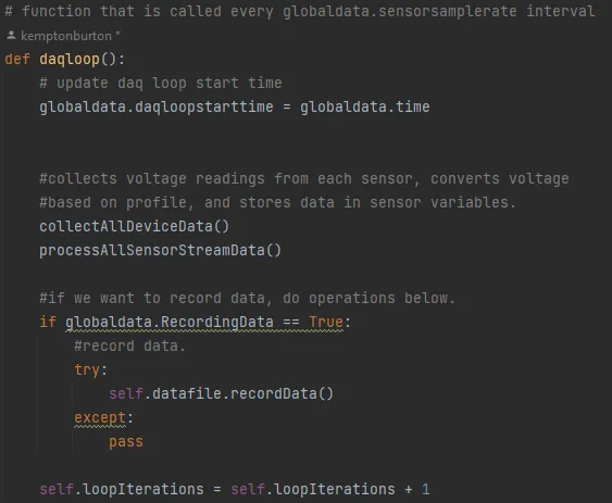 Data acquisition loop code